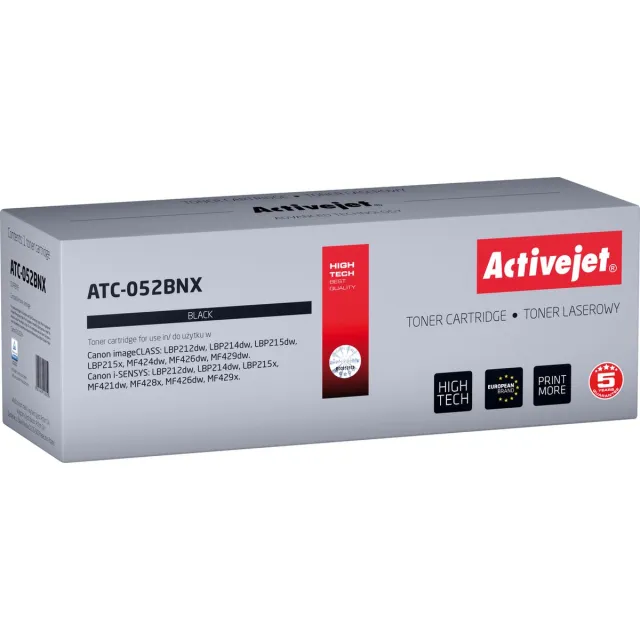 ActiveJet ATC-052BNX Tonercartridge voor Canon printers; Canon 052BK XL vervanging; Supreme; 9200 pagina's; zwart
