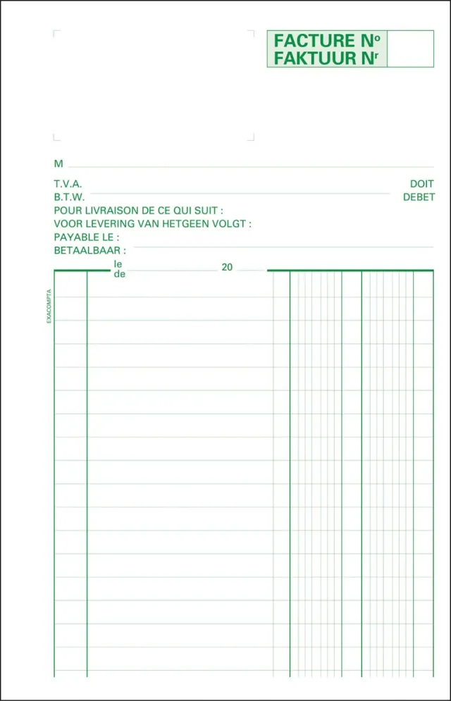 Exacompta factuurboek, ft 21 x 13,5 cm, tweetalig, dupli (50 x 2 vel)