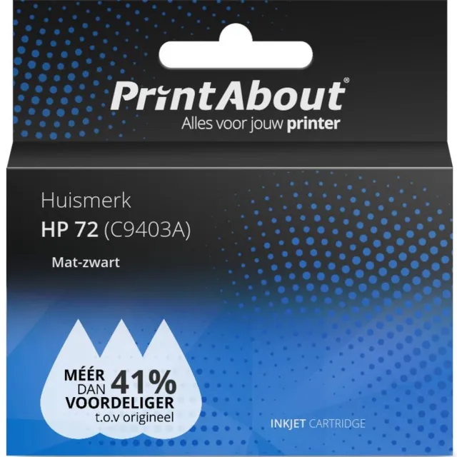 PrintAbout huismerk Inktcartridge 72 (C9403A) Mat-zwart geschikt voor HP