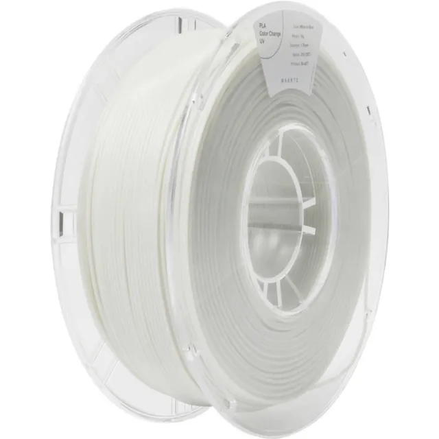 Maertz PMMA-1017-002 PMMA-1017-002 Filament PLA Color Change UV Kleurverandering 1.75 mm 1000 g Wit, Blauw 1 stuk(s) Kleurloos