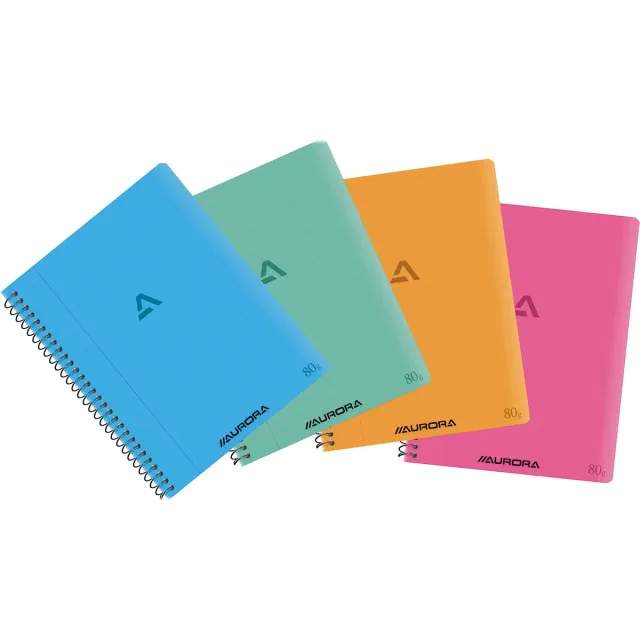 Aurora Writing 80 spiraalschrift, ft 21 x 16,5 cm, 120 bladzijden, commercieel geruit blauw