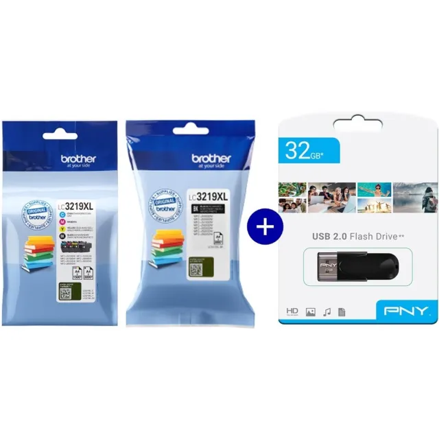 Brother LC3219XLBK & LC3219XLVAL - Inktcartridge - Multicolor & Zwart - Incl. USB-stick