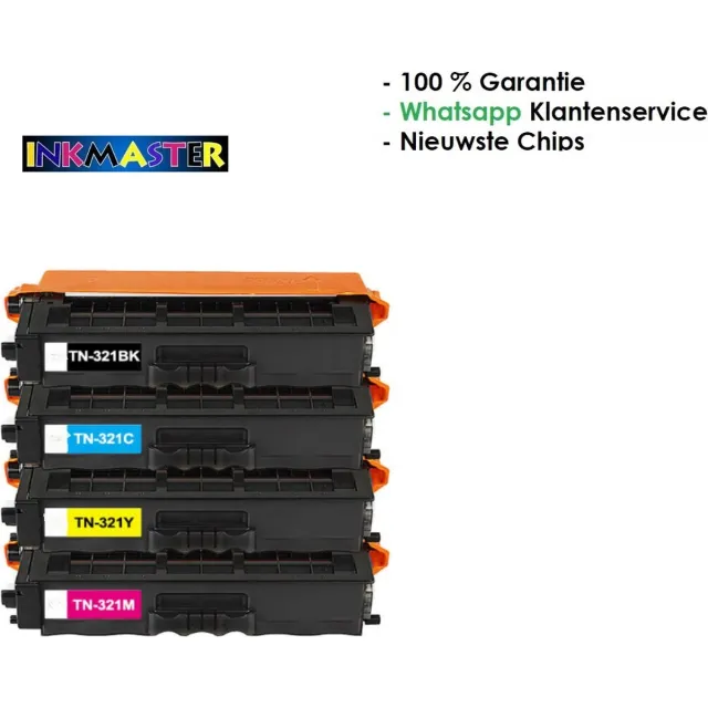 inkmaster premium huismerk Laser Toner Geschikt voor Brother TN321 - voordeel set TN-321 Toners 4 kleuren. Geschikt voor HL-L8250CDN Brother HL-L8350CDW Brother HL-L8350CDWT Brother MFC-L8600CDW Brother MFC-L8850CDW Multipack XL