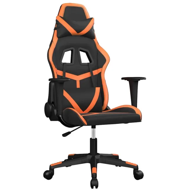 vidaXL Massage - gamestoel - kunstleer - zwart - en - oranje zwart en oranje