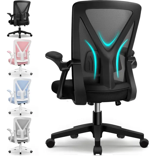 Elekiatech Ergonomische Bureaustoel - Bureaustoel - Bureaustoelen voor Volwassenen - opklapbare armleuningen-150 Kg - Zwart