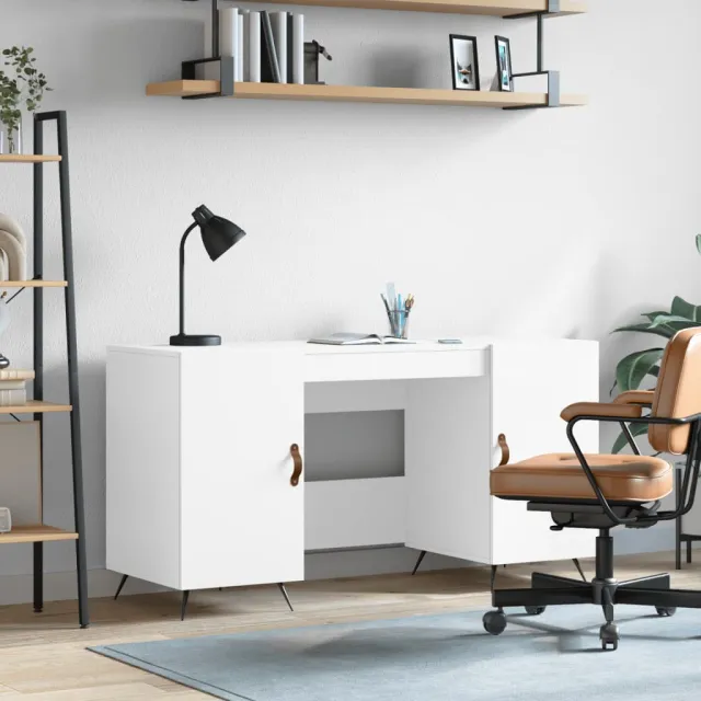 vidaXL Bureau 140x50x75 cm bewerkt hout wit, foto 2