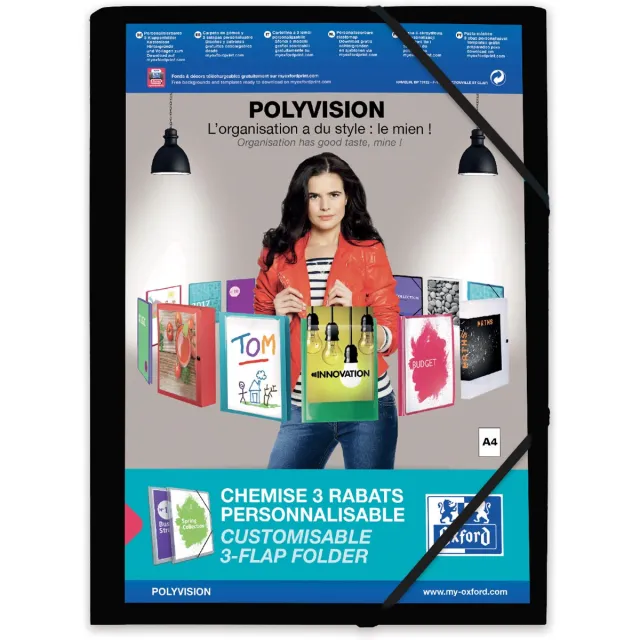 Oxford Polyvision elastomap, formaat A4, uit PP, zwart