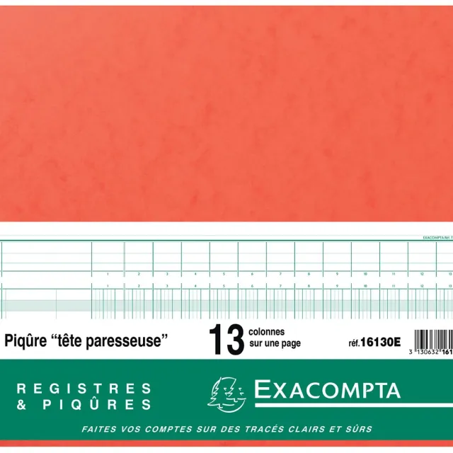 Exacompta registers, ft 27 x 32 cm, 13 kolommen op 1 bladzijde, 31 lijnen, 80 bladzijden blauw