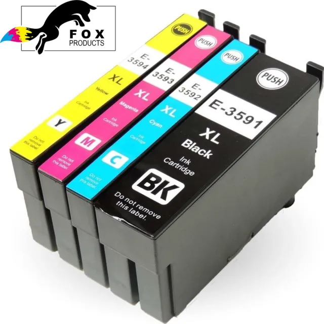 FoxProducts 35 XL 35XL 4 stuks cartridge geschikt voor Epson - WorkForce Pro WF-4720 WF-4720DWF WF-4725 WF-4730 WF-4730DTWF WF-4735 WF-4735DTWF WF-4740 WF-4740DTWF Cyan, Magenta, Yellow, Black