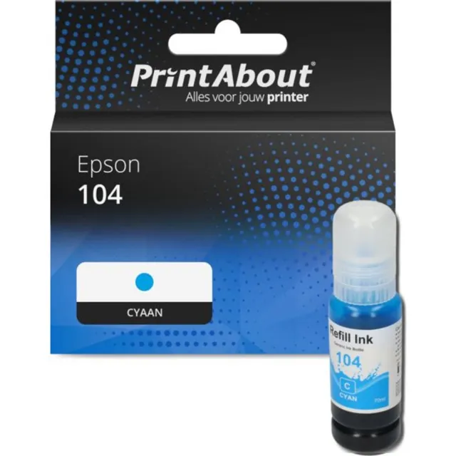 PrintAbout huismerk Inktcartridge 104 (C13T00P240) Cyaan geschikt voor Epson