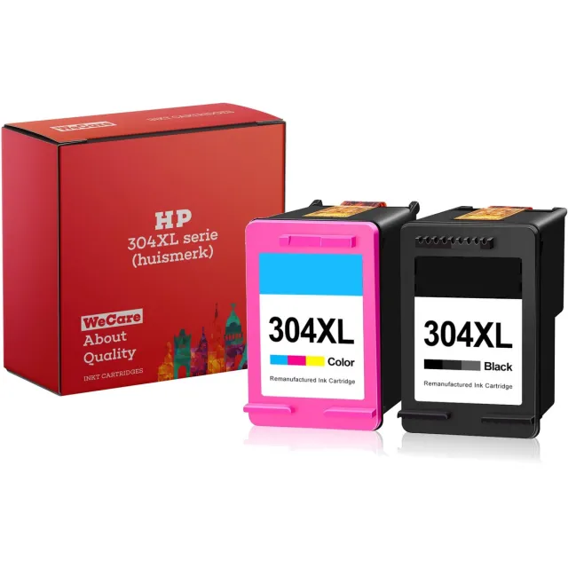 WeCare 2-pack | Geschikt voor HP 304XL Inktcartridges - Geschikt voor DeskJet 2620 - 2630 - 3720 - 3750 - 3760 - 3762 - 3764 - Envy 5010 - 5020 - 5030 - 3JB05AE Multipack Zwart + Kleur
