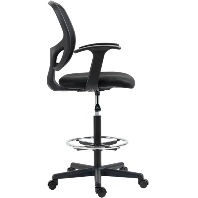 ZYLARO Tekenstoel met Voetensteun - Ergonomische Bureaustoel - Office Chair - Volwassenen Stoel - In Hoogte Verstelbaar - 360° Draaibaar - met 5 Wielen - Kantoorstoel - Gamestoel - Staal - Meshstof - Zwart