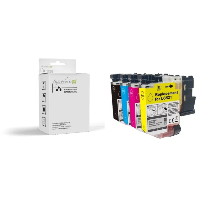 Improducts Inktcartridges - Alternatief voor Brother LC-521XL LC 521 (BK/C/M/Y) Multipack Multi pack