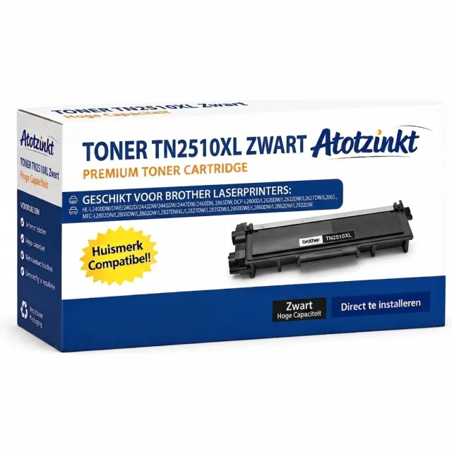 AtotZinkt Toner TN2510XL Zwart – Hoge Capaciteit – Compatibel