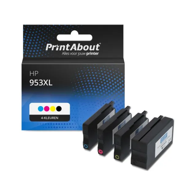 PrintAbout huismerk Inktcartridge 953XL (3HZ52AE) 4-kleuren Multipack Hoge capaciteit Geschikt voor HP