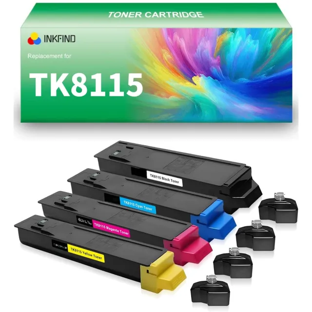 INKFIND TK-8115 tonercartridge 4 Pack (Zwart/Cyaan/Magenta/Geel) compatibel met Kyocera TK8115 TK-8115 Zwart/Cyaan/Magenta/Geel geschikt voor Kyocera ECOSYS M8124cidn/M8130cidn - 4-pack Zwart/Cyaan/Magenta/Geel Zwart x 1, Cyaan x 1, Magenta x 1, Geel x 1