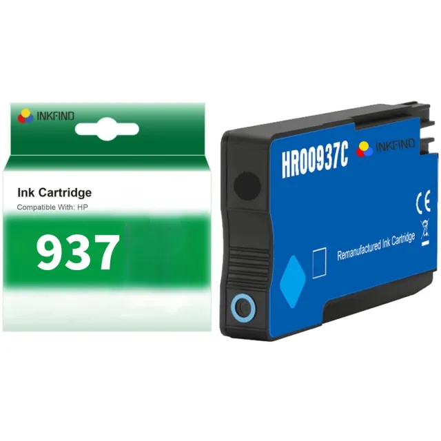 INKFIND 937 Cyaan inktcartridge compatibel met HP 937 937e 4S6W2NE 4S6W6NE Cyaan geschikt voor HP OfficeJet Pro 9730e; 9720e‘ HP OfficeJet Pro 9122e; 9125e; 9110b; 9135e; 9130b; 9132e; 9120e; 9117b; 9120b - 1-pack Cyaan Cyaan x 1