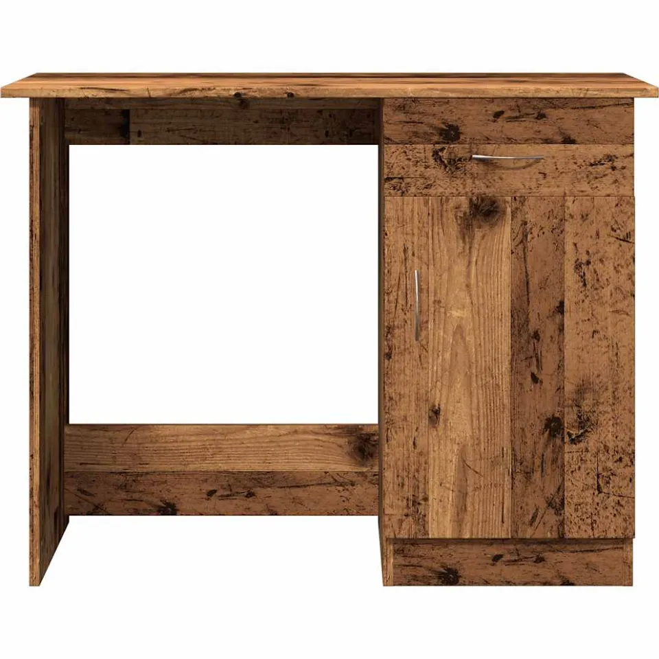 vidaXL Bureau 100x50x76 cm bewerkt hout oud houtkleurig bruin, foto 4