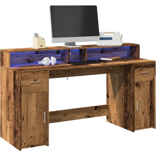 vidaXL Bureau Oud hout 160 x 55 x 91 cm Engineered wood bruin, foto 2