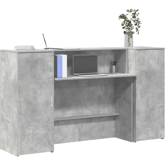 vidaXL Receptiebalie 180x50x103,5 cm bewerkt hout betongrijs
