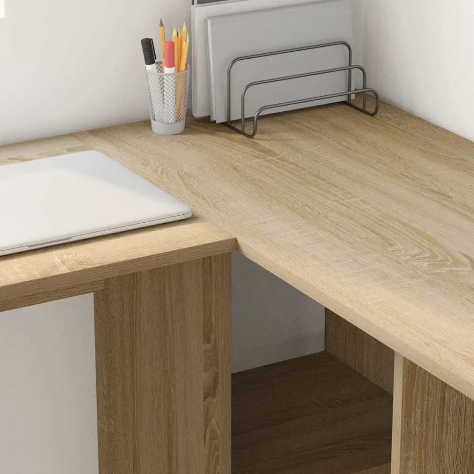 vidaXL Hoekbureau Sonoma Eiken 142 x 102 x 73 cm Bewerkt hout, foto 3
