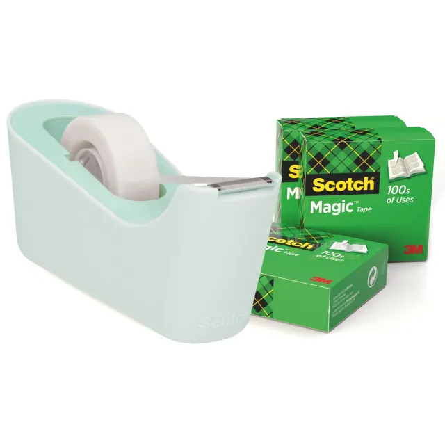 Scotch Plakbandhouder Scotch C18 mint + 4 rollen magic tape 19mmx33m groen