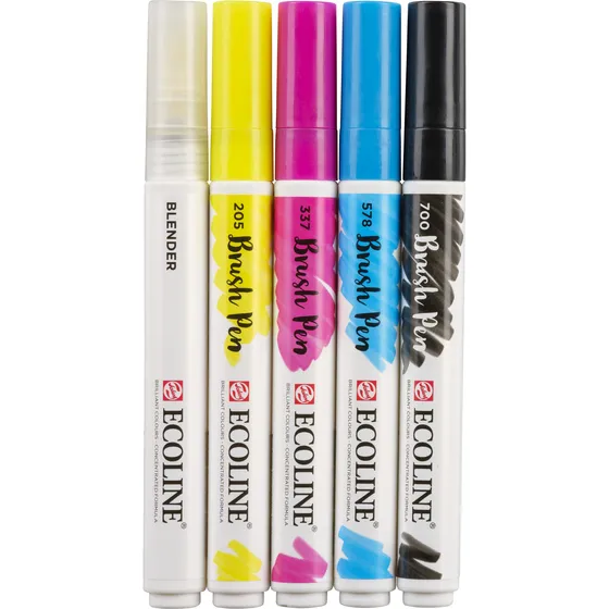 TALENS Brushpen Talens Ecoline set à 5 stuks primair