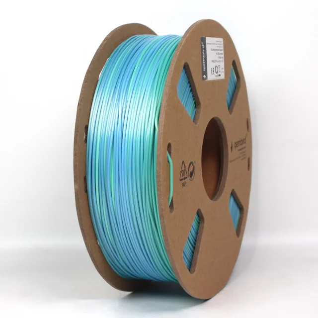 Gembird PLA Silk Rainbow - 3D Printer Filament - 2 kleurig blauw en groen - blue/green - 1.75 mm - 1 kg Blauw;Groen