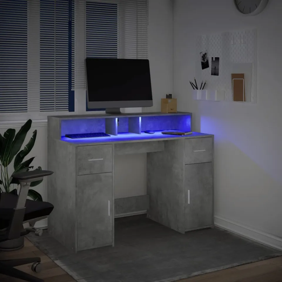vidaXL Desk Betongrijs 120 x 55 x 91 cm Engineered wood grijs, foto 4