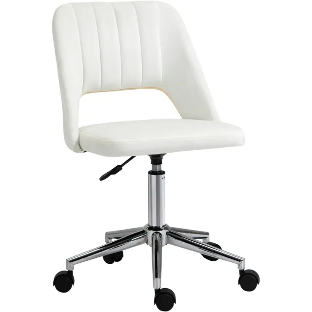 HAUSS SPOLE Bureaustoel - Ergonomische Draaistoel Zonder Armleuningen - Hoogteverstelbaar Met Wielen - Voor Woonkamer En Bureau - Polyester Beige