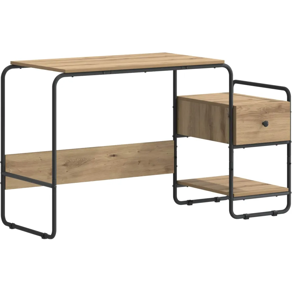 vidaXL Bureau met opbergruimte Artisanaal eiken 131,5 x 50 x 75,5 cm, foto 3