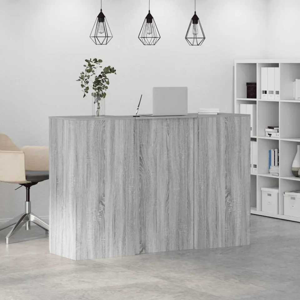 vidaXL Receptiebalie 155x50x103,5 cm bewerkt hout grijs sonoma eiken, foto 4