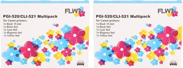 FLWR PGI-520 / CLI-521 10-Pack / zwart en kleur / Cartridge - Geschikt voor Epson