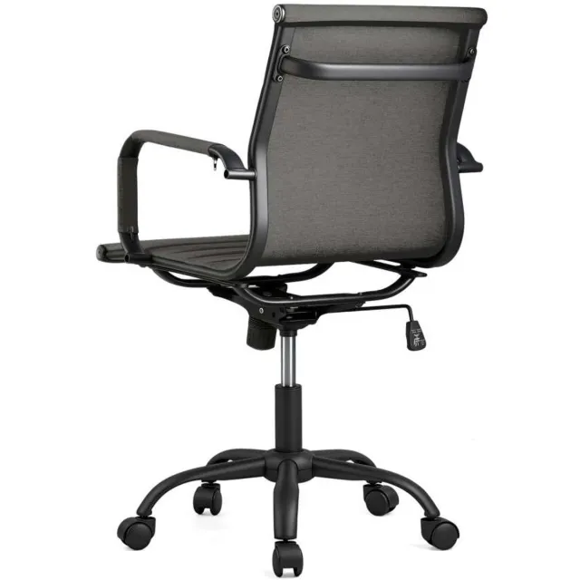 Feel Furniture Luxe Bureaustoel - Lage Rugleuning - Donkergrijs met Zwart Frame Donkergrijs,Zwart