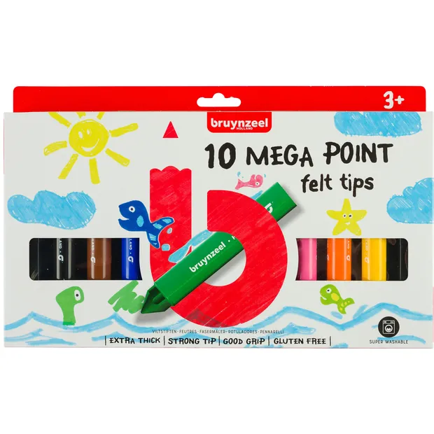 Bruynzeel Viltstift Bruynzeel Kids Mega Point assorti 10 stuks