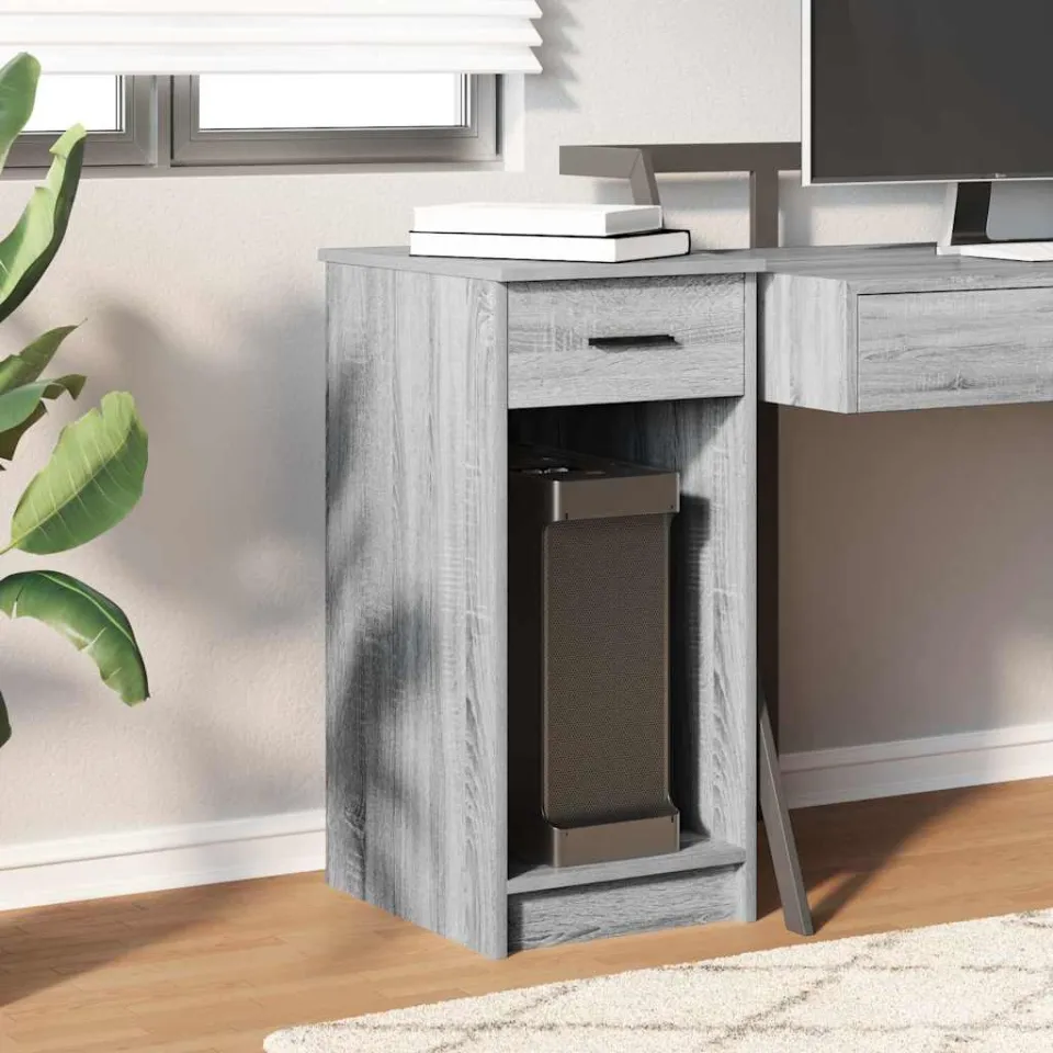 vidaXL Computertorenstandaard met lade 35x45x77 cm grijs sonoma eiken, foto 2