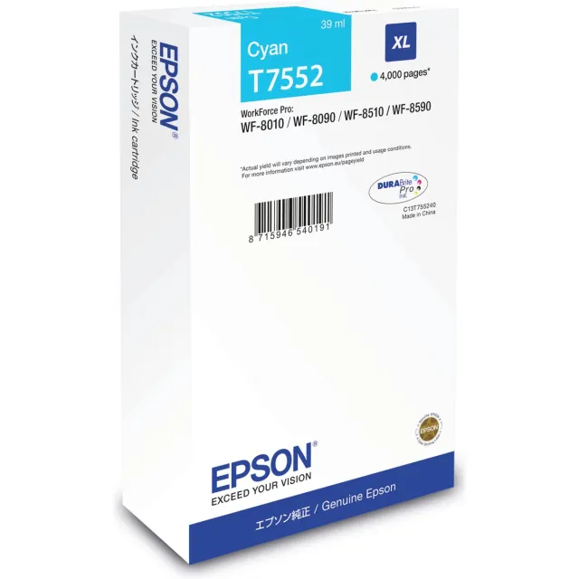 Epson T7552XL - Inktcartridge / Cyaan / Hoge Capaciteit
