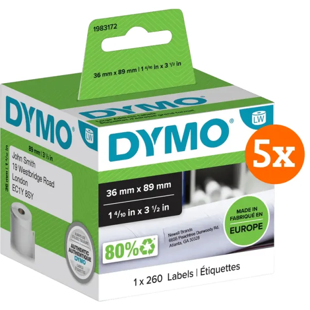 Dymo LabelWriter Adres Etiket 36x89mm 5-pack