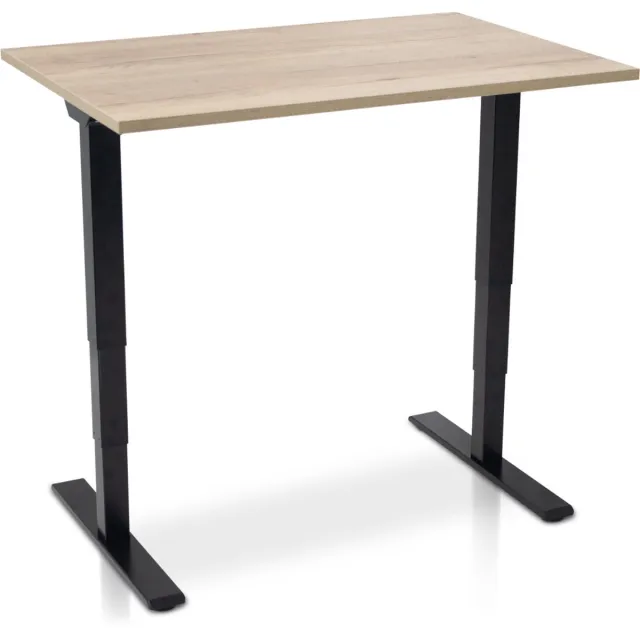 Multi Ratio Zit-sta bureau elektrisch verstelbaar - MRC COMFORT NEN-EN 527 | 140 x 80 cm | frame zwart - blad robuust eiken | 130 cm hoog | 100KG draagvermogen Zwart frame