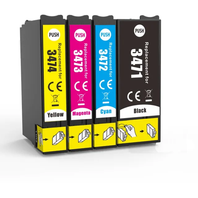 Inktkenners Inktcartridges Geschikt voor Epson 34XL | Multipack 4 stuks Geschikt voor Epson WorkForce Pro WF-3720, 3720 -DWF, WF-3725-DWF zwart, cyaan, magenta, geel
