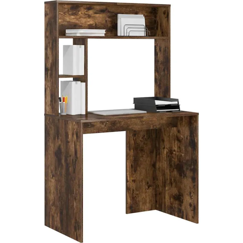vidaXL Bureau Gerookt eiken 91 x 50 x 149 cm Bewerkt hout Bruin