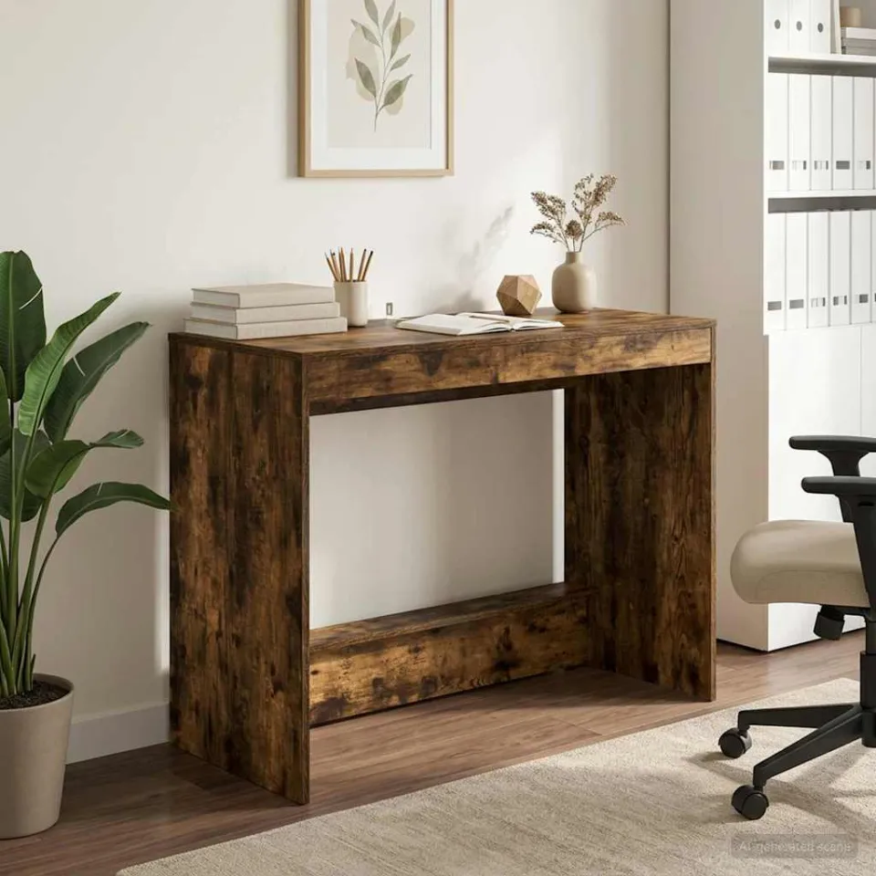 vidaXL Bed Bureau Gerookt eiken Bewerkt hout 100 x 45 x 75 cm, foto 3