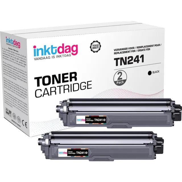 inktdag huismerk compatibel toner cartridge voor Brother TN-241, TN-242, TN241 voor MFC-9332CDW DCP-9022CDW HL-3142CW MFC-9142CDN HL-3152CDW MFC-9140CDN MFC-9342CDW DCP-9017CDW 9020CDW HL-3140CW (2 Zwart)