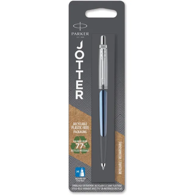 Parker Jotter balpen Waterloo Blue CT, op blister blauw