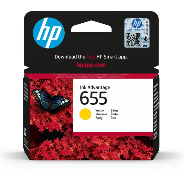 Hp 655 Yellow Original Ink Advantage Cartridge inktcartridge 1 stuk(s) Origineel Normaal rendement Geel