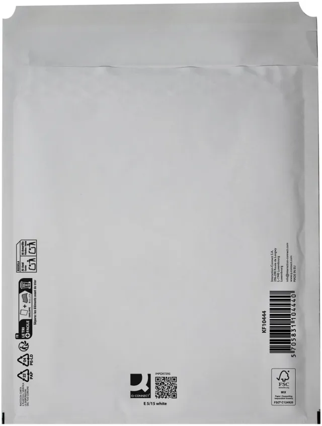 Q-CONNECT luchtkussenenveloppen, wit, 5-E, 240 x 275 mm, doos van 100 stuks