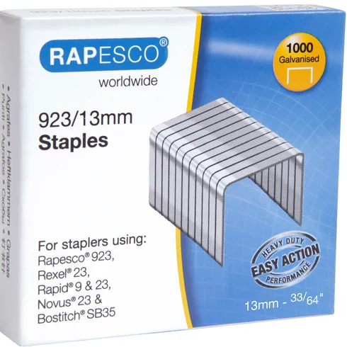 Rapesco Nieten Rapesco Heavy Duty 923 13mm 1000 stuks zilver