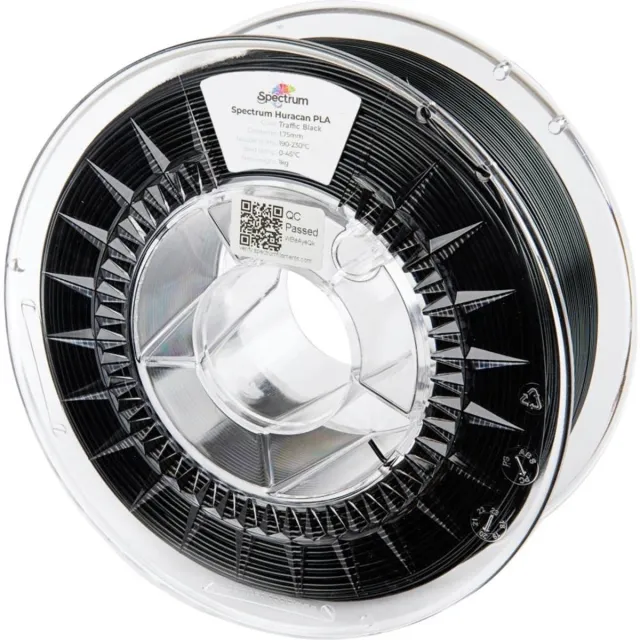 Spectrum Filaments 80930 Huracan PLA TRAFFIC BLACK Filament PLA kunststof Highspeed filament, Verhoogde extrusionsrate Zwart