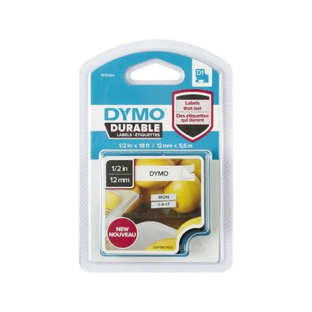 Dymo Durable 1978364 Tape Zwart op wit (12 mm)