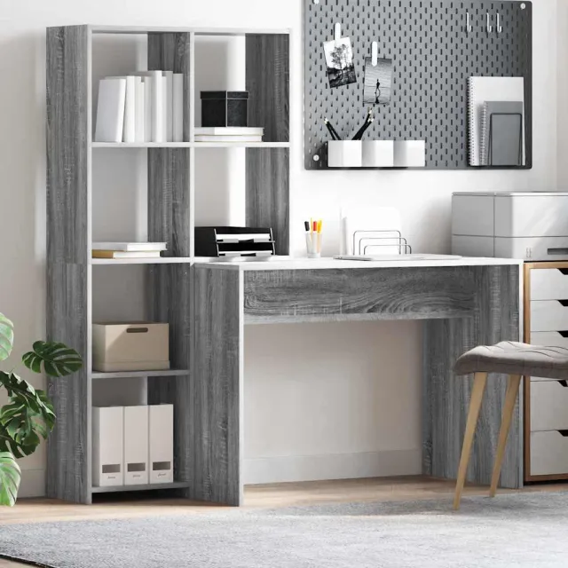 vidaXL Bureau Sonoma Eiken 138,5 x 55 x 143 cm Bewerkt hout, foto 2